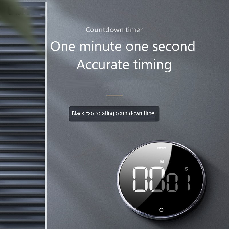 1 Pcs Rotary Countdown Timer Kitchen Magnetic Suction HD Digital Electronic Timing Alarm Clock Fitness Timer Without Battery