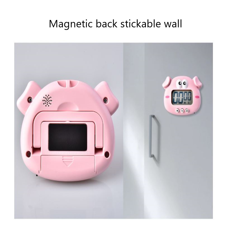 1Pc Cartoon Piggy Chicken Electronic Timer Kitchen Baking Alarm Clock Student Learning Reminder Cooking Supplies Without Battery