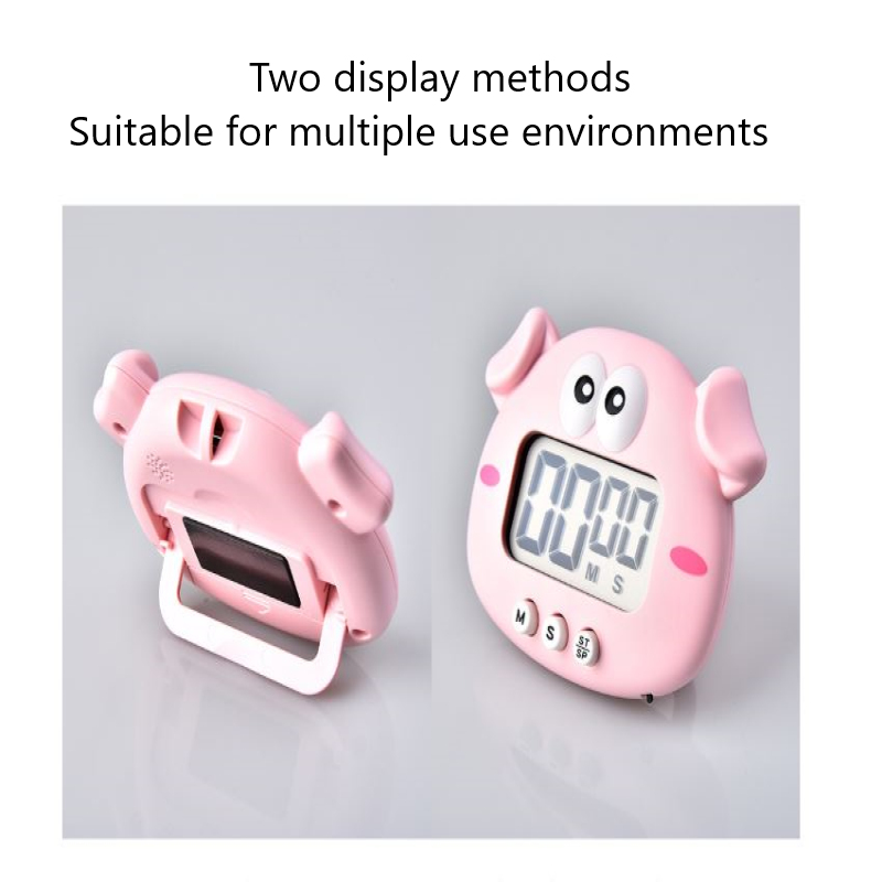 1Pc Cartoon Piggy Chicken Electronic Timer Kitchen Baking Alarm Clock Student Learning Reminder Cooking Supplies Without Battery