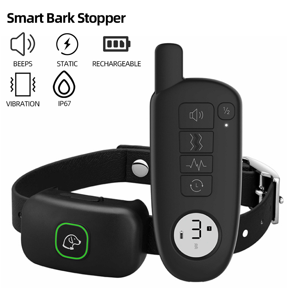 1000ft Range Dog Training Collar Waterproof Electric Shock Vibration Sound Dogs Bark Collar for Small Medium Large Dogs Trainer