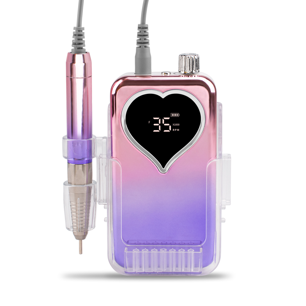 Purple Handpiece 35000rpm Portable Desktop Cordless Electric Nail Drill Rechargeable Polisher Manicure File