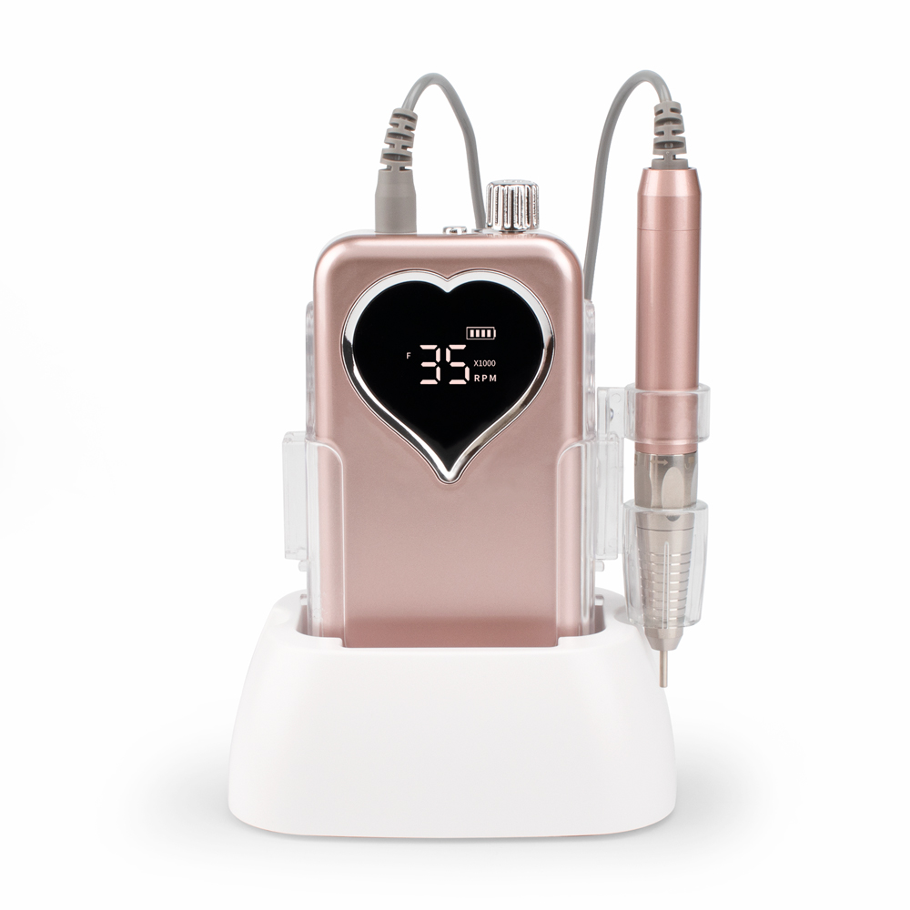 Brushless Light Rose Gold Handpiece 35000rpm Portable Desktop Cordless Electric Nail Drill Polisher Manicure Rechargeable File