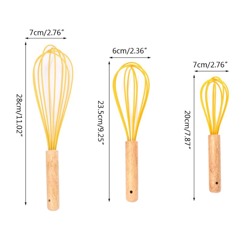 Manual Egg Beater Wooden Handle Silicone Mixer Egg Beaters Whisk Kitchen Gadgets Egg Cream Stirring Kitchen Baking Pastry Tools