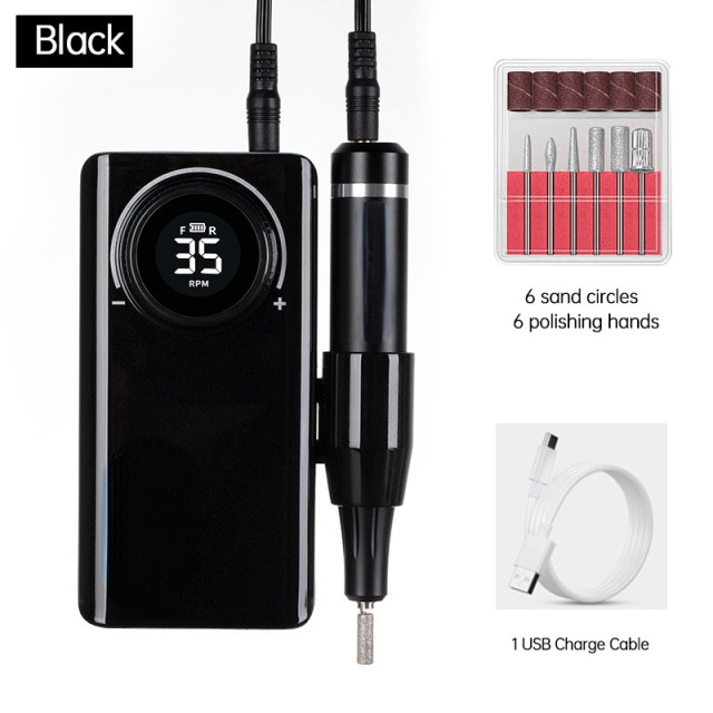 Electric Nail Drill Machine 35000 RPM Rechargeable Manicure Nail Drill Pen Apparatus For Manicure Nail Gel Polisher