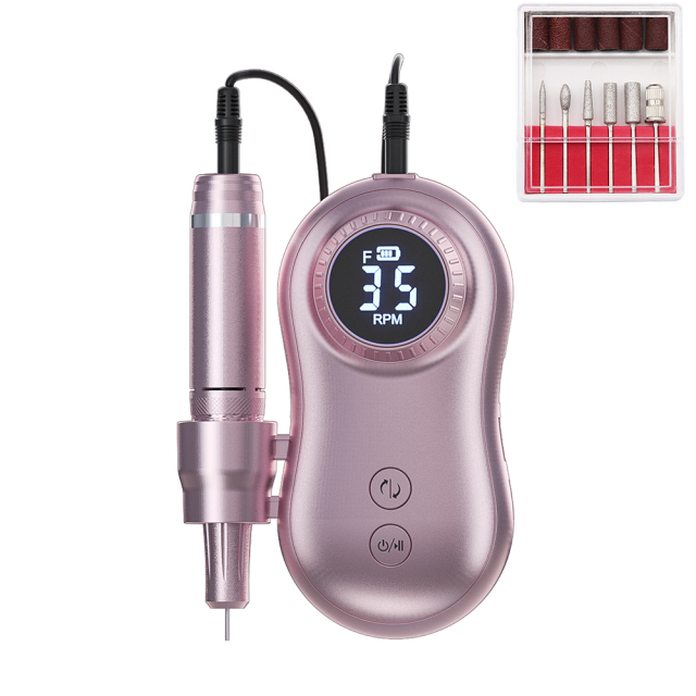 New 35000RPM Nail Machine Manicure Machine Electric Nail Drill Machine Electric Nail File LED Display Rechargable For All Gel view 2