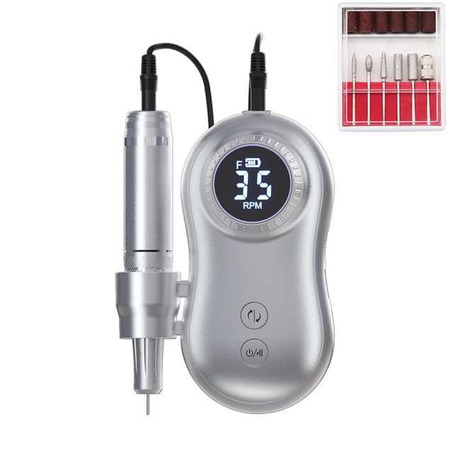 New 35000RPM Nail Machine Manicure Machine Electric Nail Drill Machine Electric Nail File LED Display Rechargable For All Gel view 3