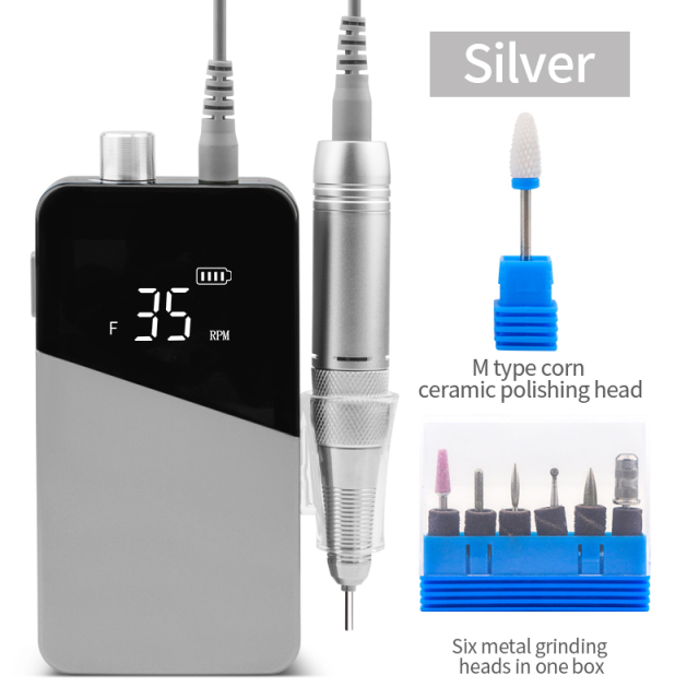 Rechargeable Nail Drill Machine 35000rpm Drilling for Manicure Pedicure Portable Polisher Electric File 35000 RPM view 2
