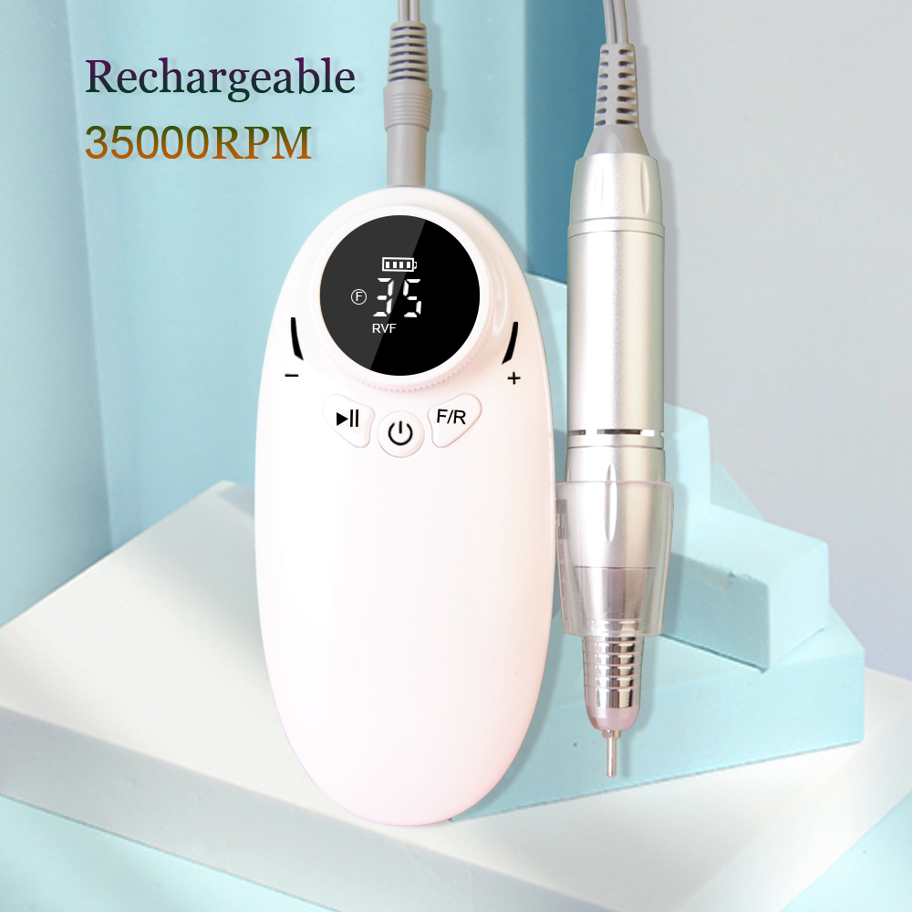 Rechargeable Nail Drill Machine 35000 Portable Nail Drill Polisher for Manicure Pedicure Nail Drill Gel Cuticle Callus Remove