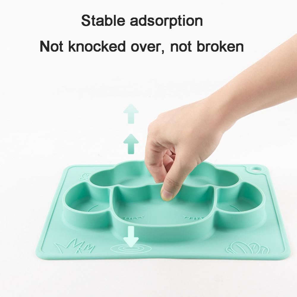 Newborn Child Eating Food Tray Baby Anti-Drop Food Grade Silicone Dinner Plate Non-slip Divided Tableware Food Meal Bowl