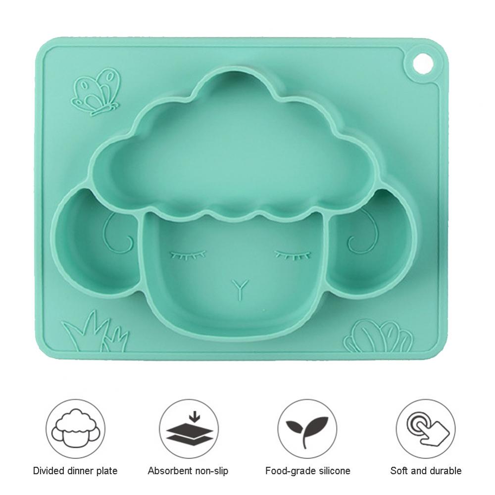 Newborn Child Eating Food Tray Baby Anti-Drop Food Grade Silicone Dinner Plate Non-slip Divided Tableware Food Meal Bowl