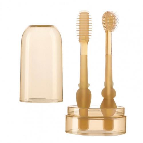 2Pcs/Set Infant Toothbrush Kids 360 Degree Cleaning Baby Tongue Brush Toothbrush Kit Baby Dental Care Portable for Household