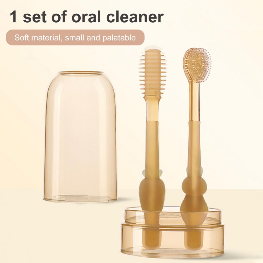 2Pcs/Set Infant Toothbrush Kids 360 Degree Cleaning Baby Tongue Brush Toothbrush Kit Baby Dental Care Portable for Household
