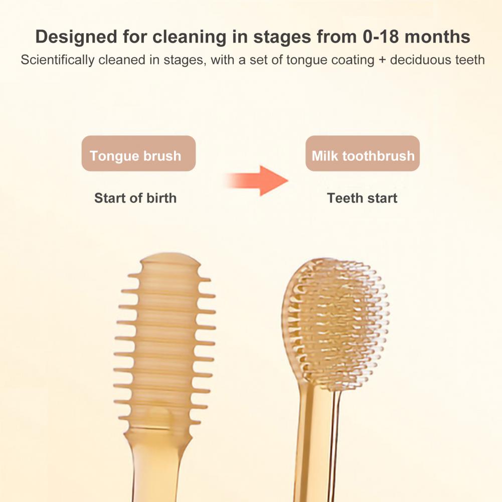 2Pcs/Set Infant Toothbrush Kids 360 Degree Cleaning Baby Tongue Brush Toothbrush Kit Baby Dental Care Portable for Household