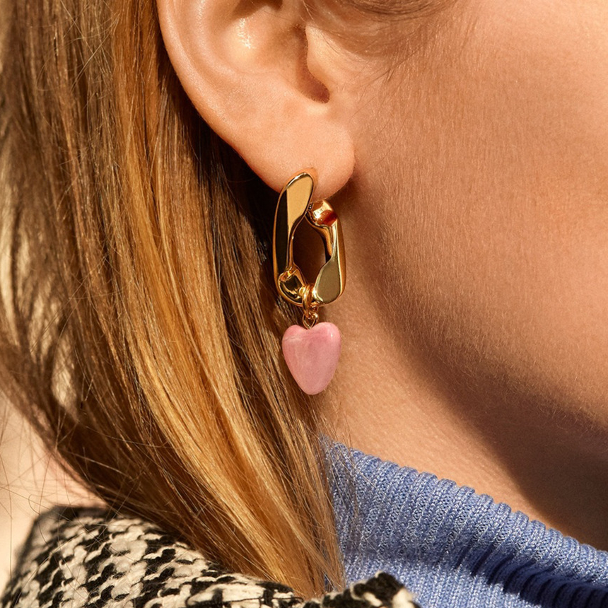 Punk style personality metal earrings women's oil drop geometric love earrings earrings 2pair