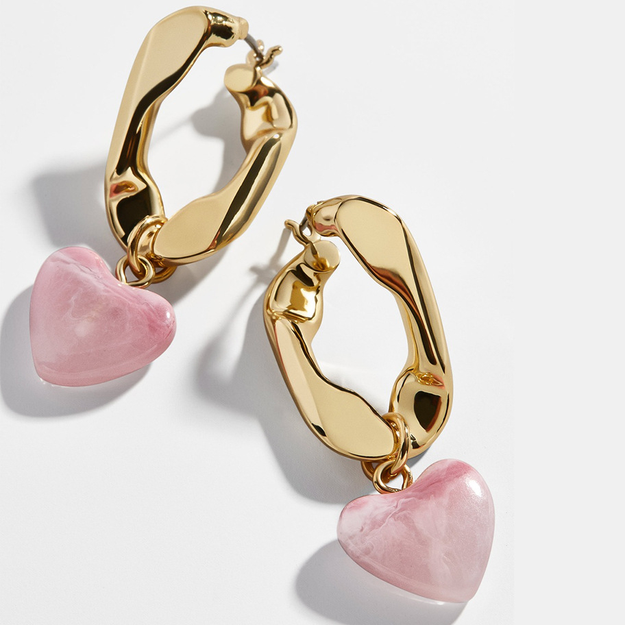 Punk style personality metal earrings women's oil drop geometric love earrings earrings 2pair