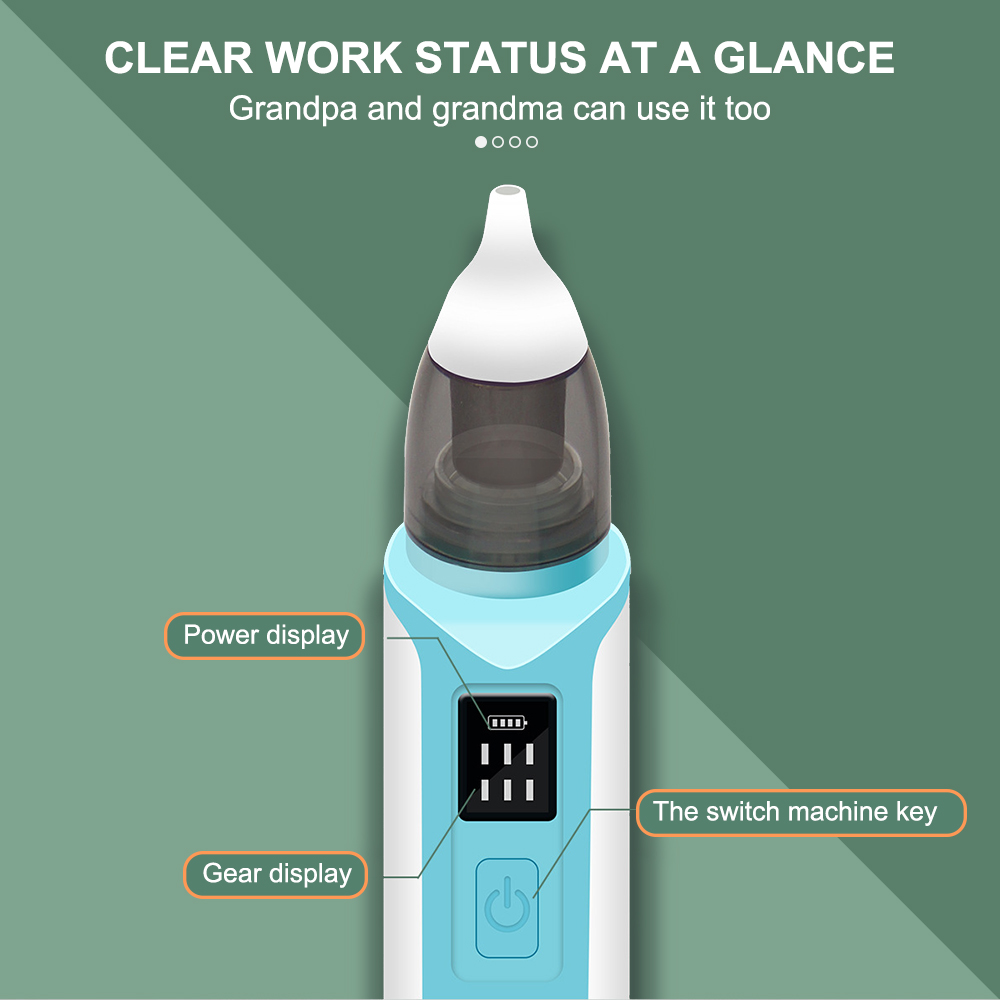 Baby Nasal Aspirator Electric Safe Hygienic Nose Cleaner Silicone Snot Sucker Adjustable Suction Rechargeable for Newborn Infant