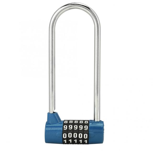 Zinc Alloy Bike U-Shape Anti-Theft Lock Combination Digit Password Code Door Lock Extra Long Cabinet Door Padlock For Gym School