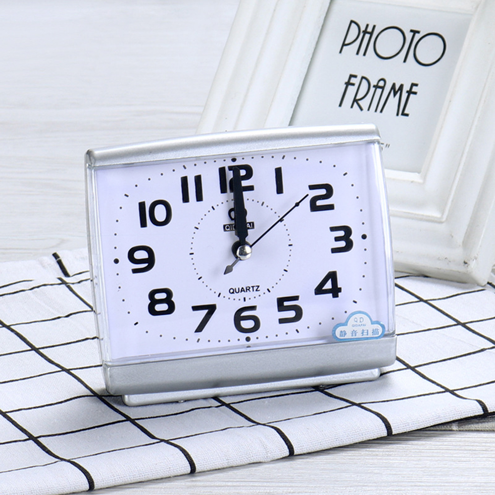 Mini Square Bedside Silent Alarm Clock Battery Powered Wake Up Snooze Student Bedroom Living Room Household Home Decor