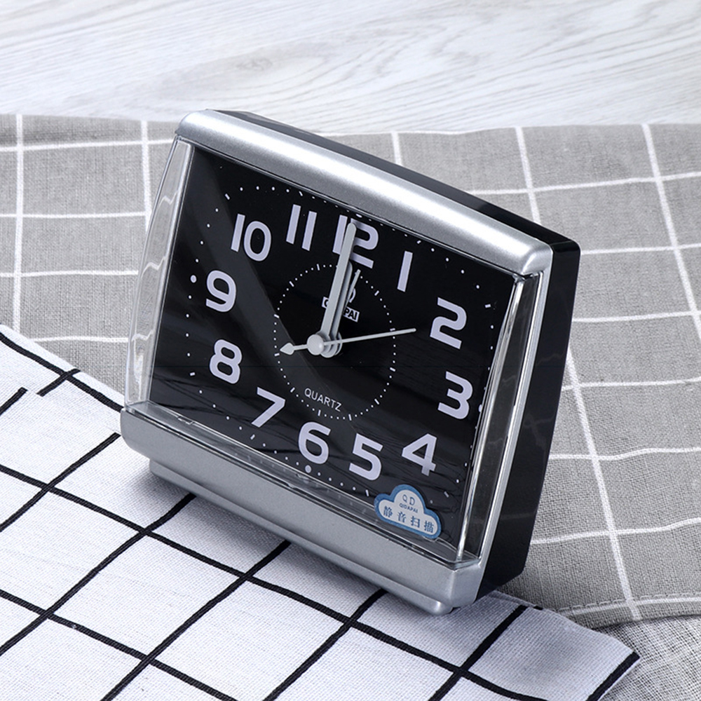 Mini Square Bedside Silent Alarm Clock Battery Powered Wake Up Snooze Student Bedroom Living Room Household Home Decor