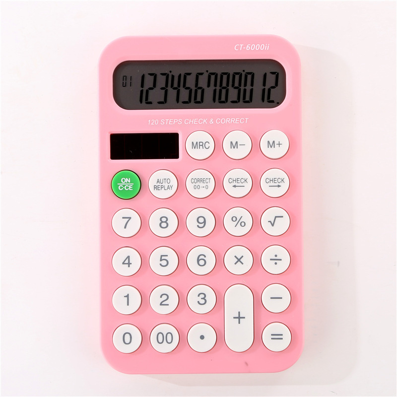 Pro Mini Calculator 12 Digits Display Dual Power Supply Cute Candy Calculadora Solar