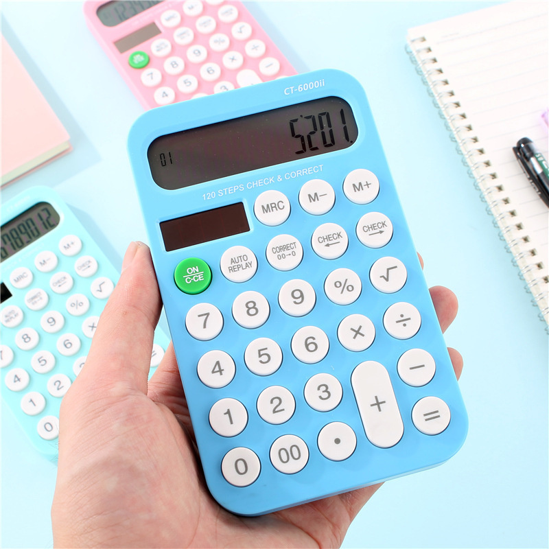 Pro Mini Calculator 12 Digits Display Dual Power Supply Cute Candy Calculadora Solar