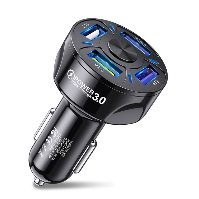 USB Car Charge 4 Ports Quick Mini Fast Charging For iPhone 11 12 Xiaomi 10 Huawei Mobile Phone Charger Adapter in Car