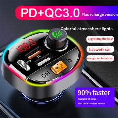 QC3.0 FM Transmitter Car Wireless Bluetooth 5.0 FM Radio Modulator Dual USB Car Charger Handsfree Kit USB Aux MP3 Playey Kit