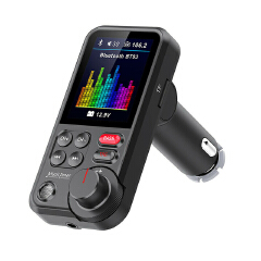 1.8" Bluetooth 5.0 FM Transmitter Wireless Car Aux Supports Music Player QC3.0 Charging Treble And Bass Sound Car Charger