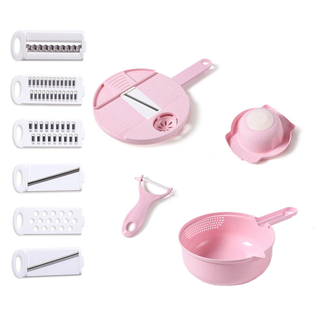 Multifunctional Vegetable Cutter 12 Pcs Grater Carrots Potatoes Manually Cut Shred Chopper Fruit Vegetable Tools Kitchen Set