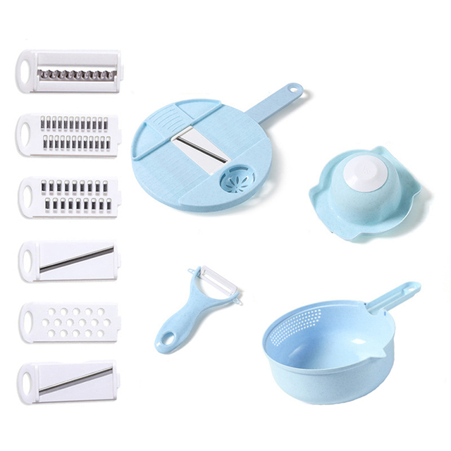 Multifunctional Vegetable Cutter 12 Pcs Grater Carrots Potatoes Manually Cut Shred Chopper Fruit Vegetable Tools Kitchen Set