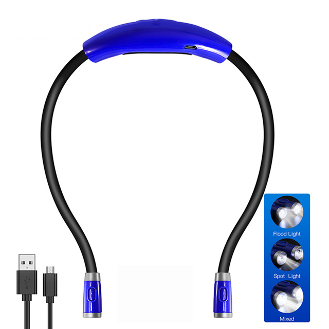 C2 USB Reading Lamp Night Light Neck Book Light Rechargeable HandsFree Durable LED for Knitting Camping Repairing Work Lighting