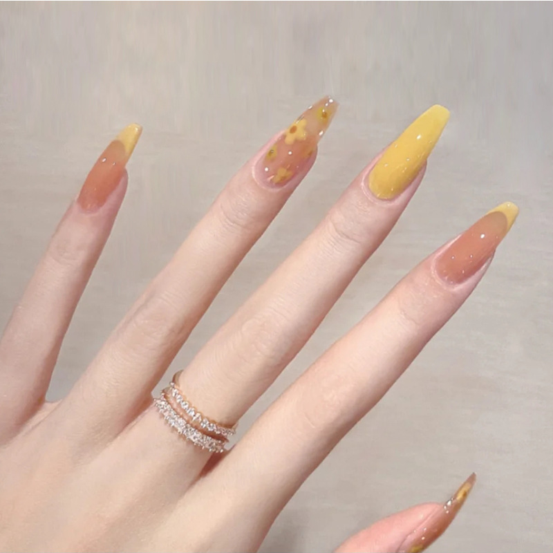 Patch finished wearing nail removable small yellow flower fresh ballet nail manicure piece nail sticker