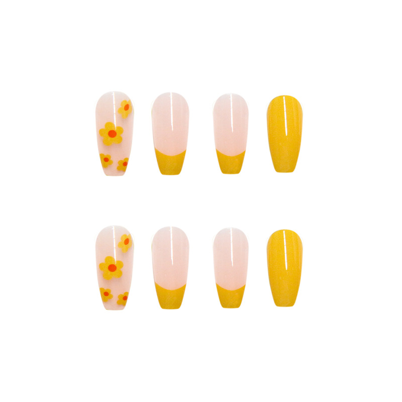 Patch finished wearing nail removable small yellow flower fresh ballet nail manicure piece nail sticker view 5