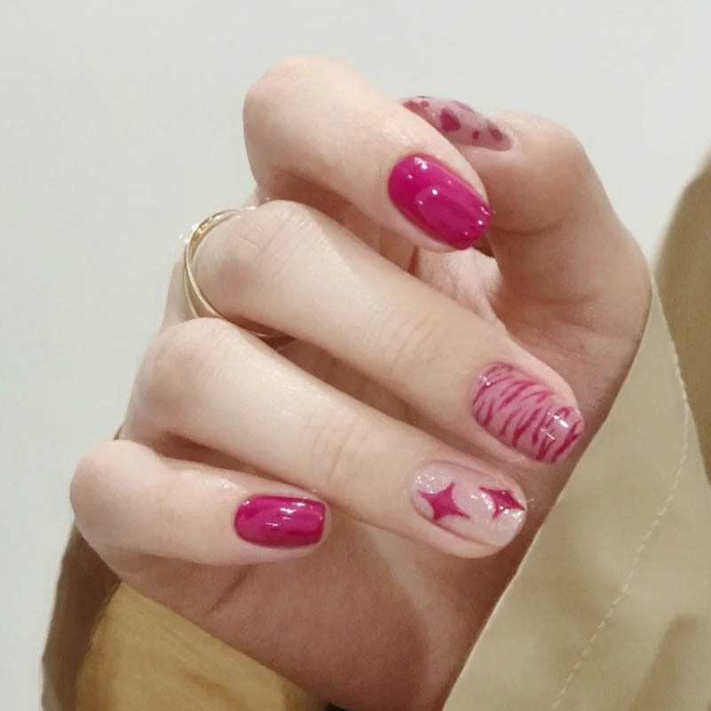 Nail stickers nail finished manicure stickers rose red stars leopard print manicure pieces 24 pieces