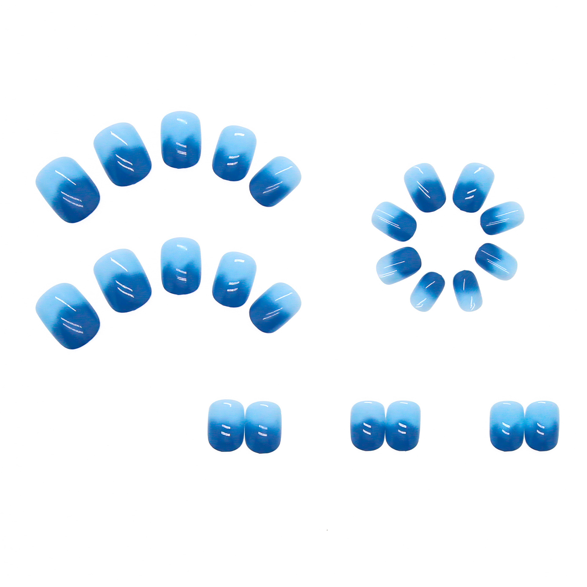 Short blue gradient nail stickers detachable finished manicure simple ins nails view 3
