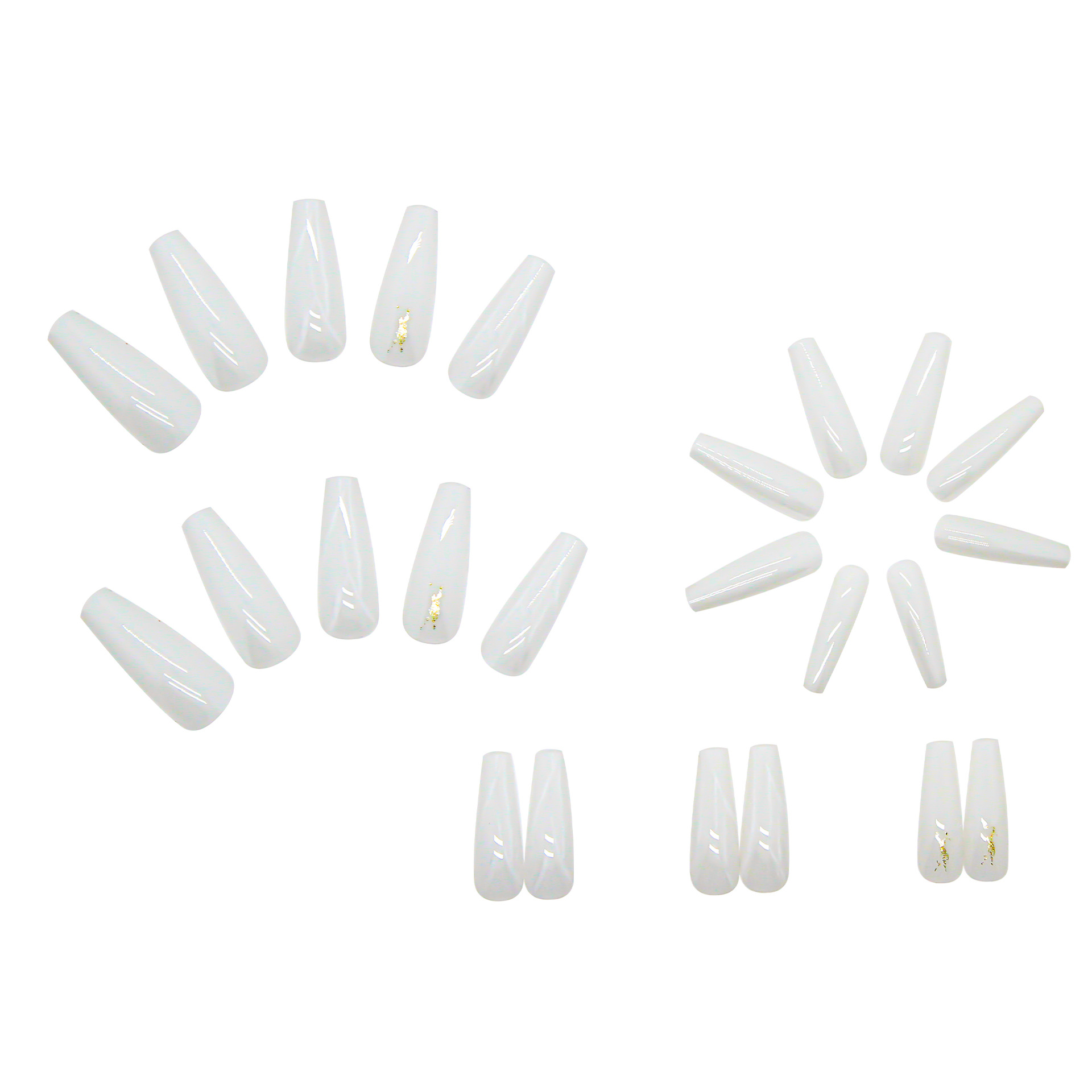 Long Ballet Fake Nails Smudged Marble Nail Stickers Nail Stickers 24 Pieces