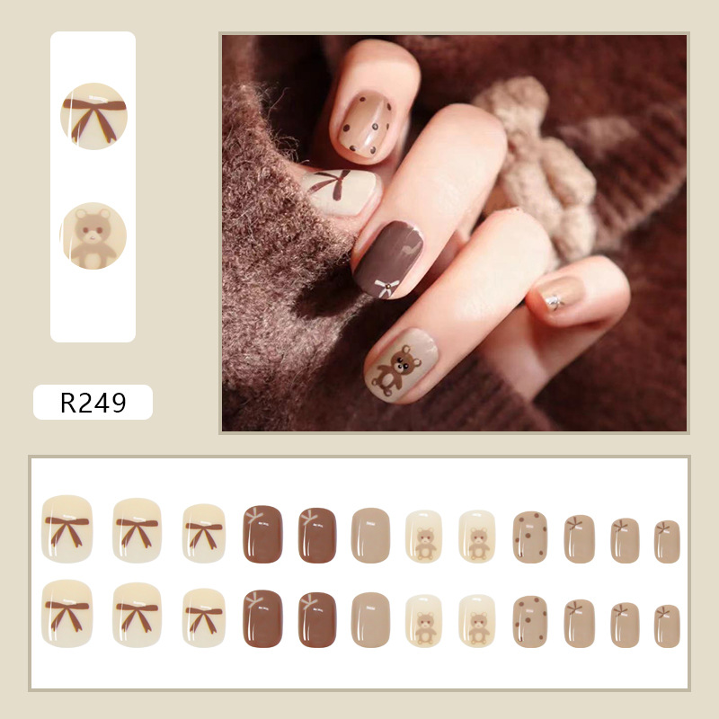 Brown Bear Manicure Butterfly Wave Nail Patch Finished Wearing Nail Detachable Nail Sticker