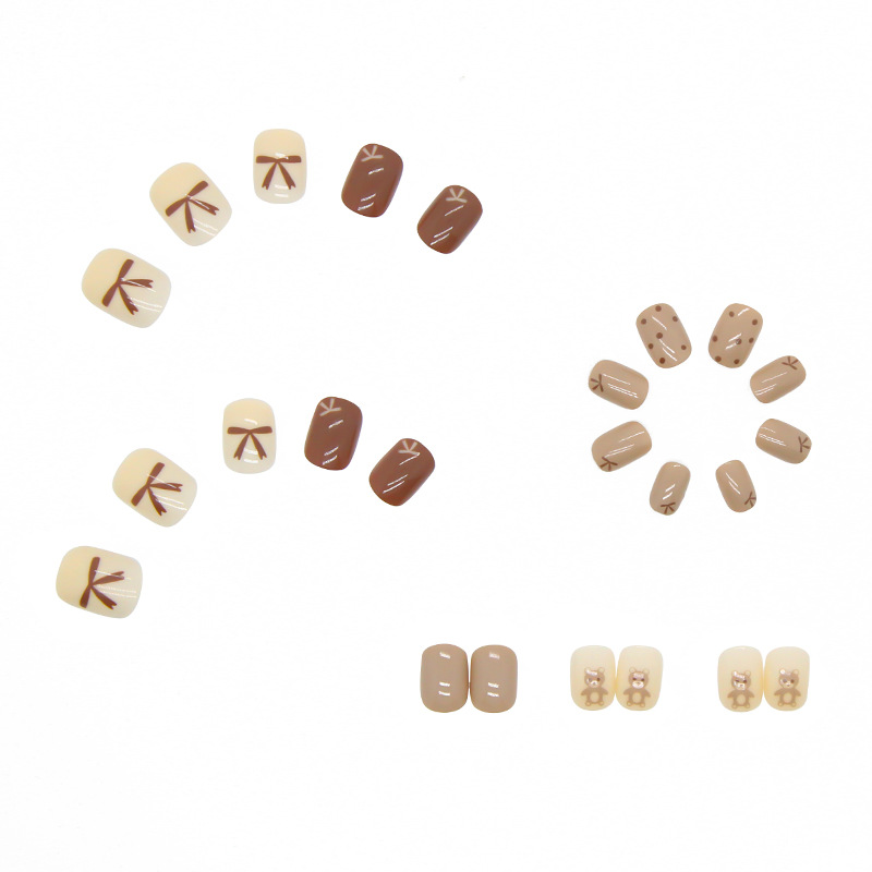 Brown Bear Manicure Butterfly Wave Nail Patch Finished Wearing Nail Detachable Nail Sticker view 3