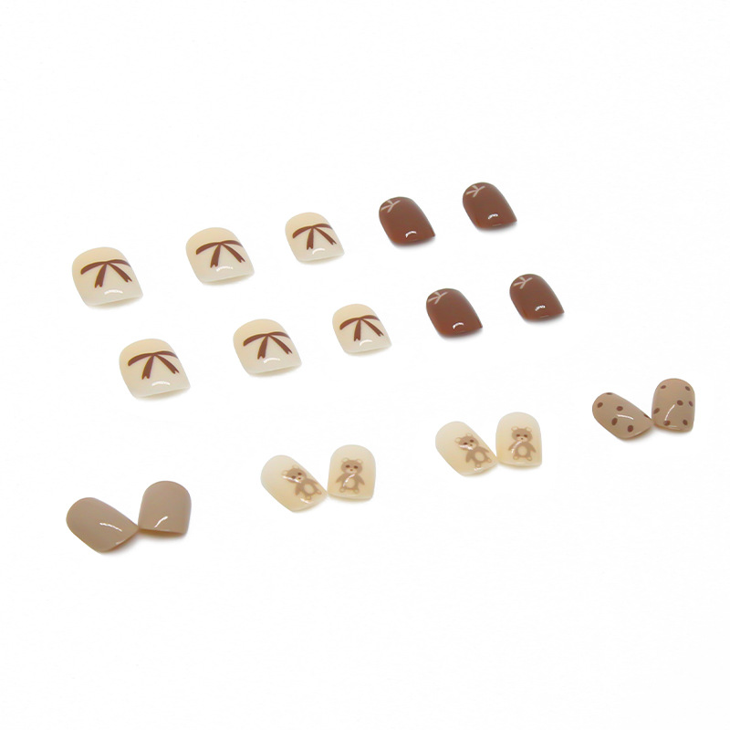 Brown Bear Manicure Butterfly Wave Nail Patch Finished Wearing Nail Detachable Nail Sticker view 4