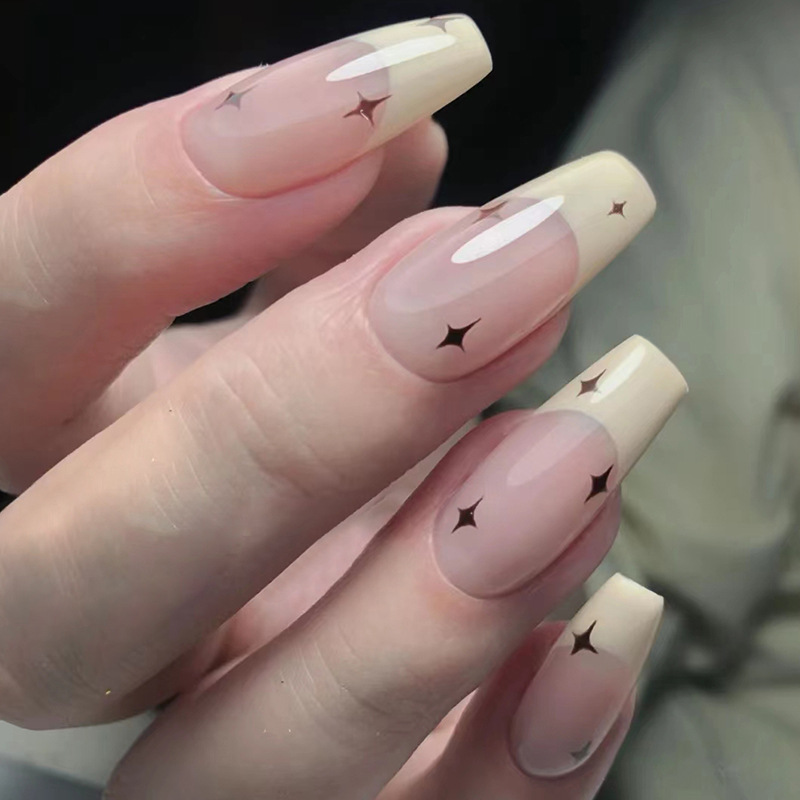 24pcs mature atmospheric manicure patch short star sparkling color matching edge can be wholesale popular nail