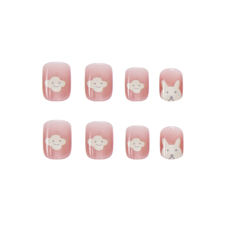 24pcs Cute Rabbit Nail Art Patch Nail Wearing Nail Removable 2 Minutes Nail Art view 4
