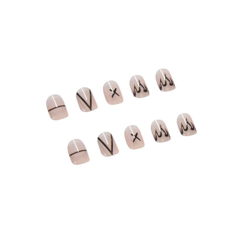 24pcs Removable Cool Black Nail Stickers Finished Nail Patches view 4