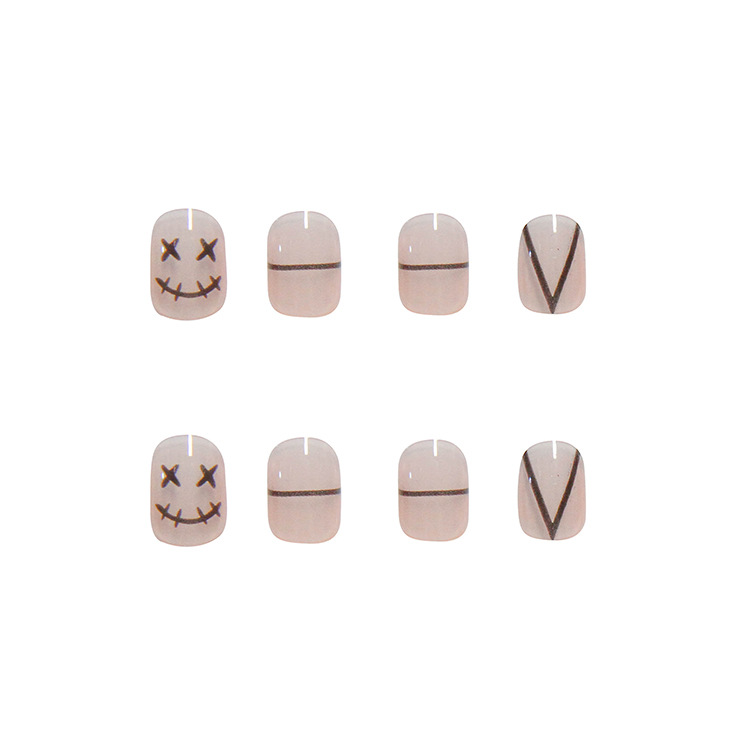 24pcs Removable Cool Black Nail Stickers Finished Nail Patches view 5