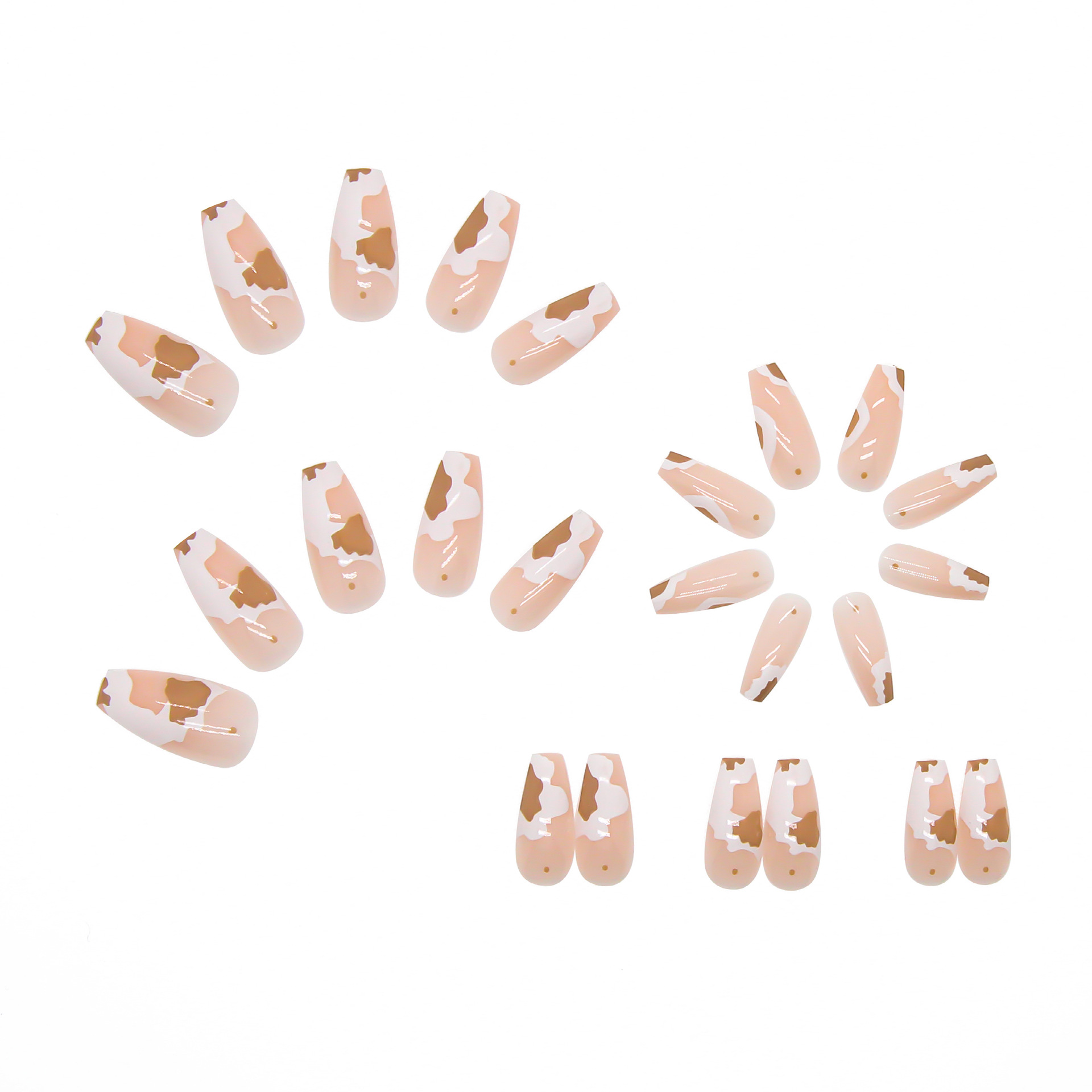 24pcs ice transparent small flower fake nails removable nail patch nail art finished product view 3