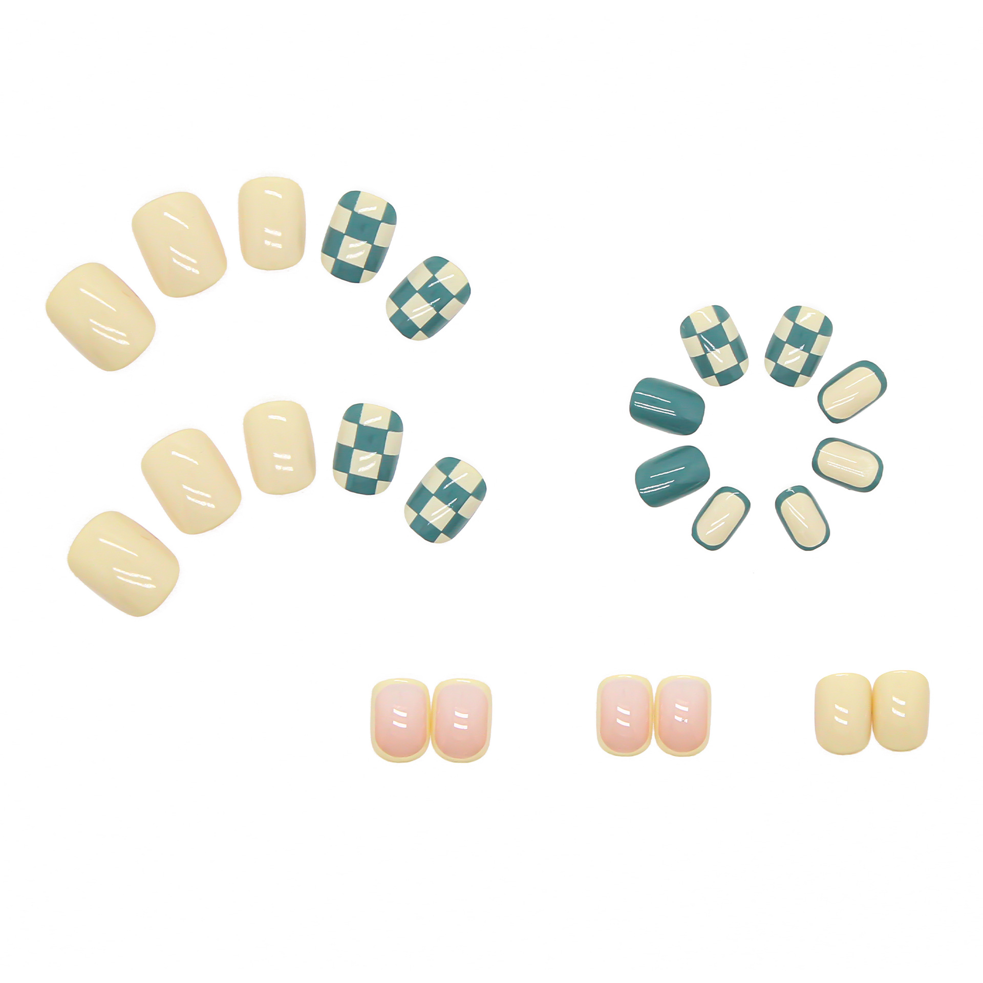 24pcs wearable detachable short net red checkerboard finished nail piece nail sticker manicure piece view 3