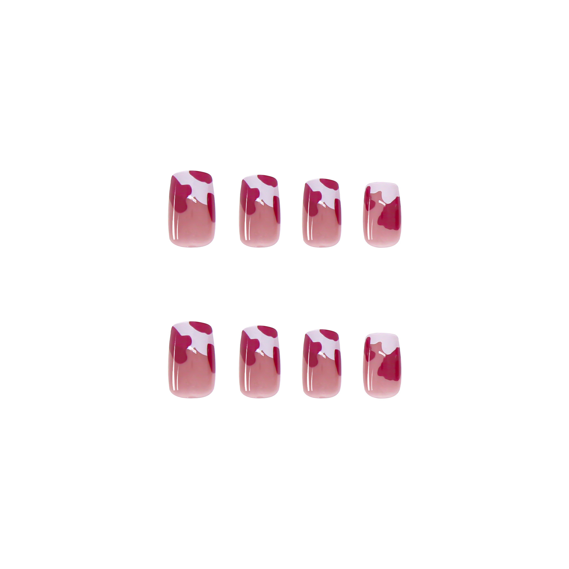 24pcs wearable fake nails raspberry cow pattern removable nail stickers wearable nails finished manicure view 4