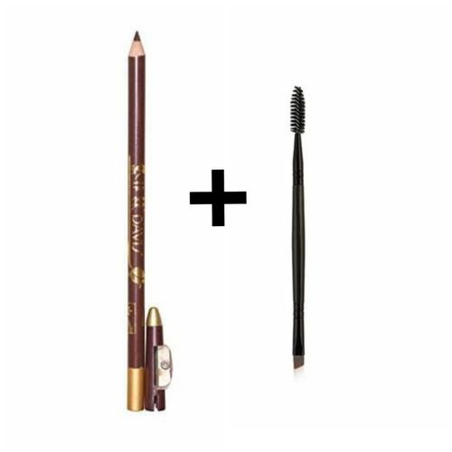 Davis eye pencil and double sided flat angled eye brow brush spoolie mascara brush