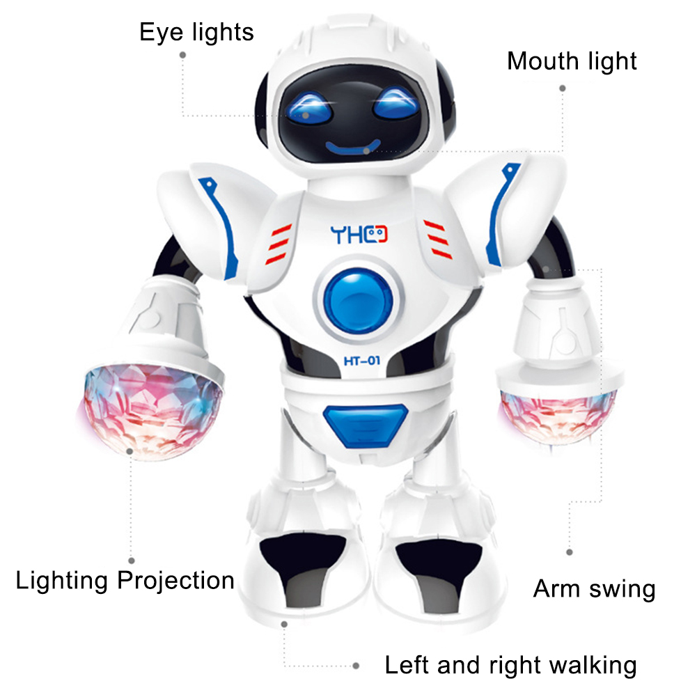 Electric Dancing Walking Musical Model Robot with Colorful Flashing Light Kids Interactive Education