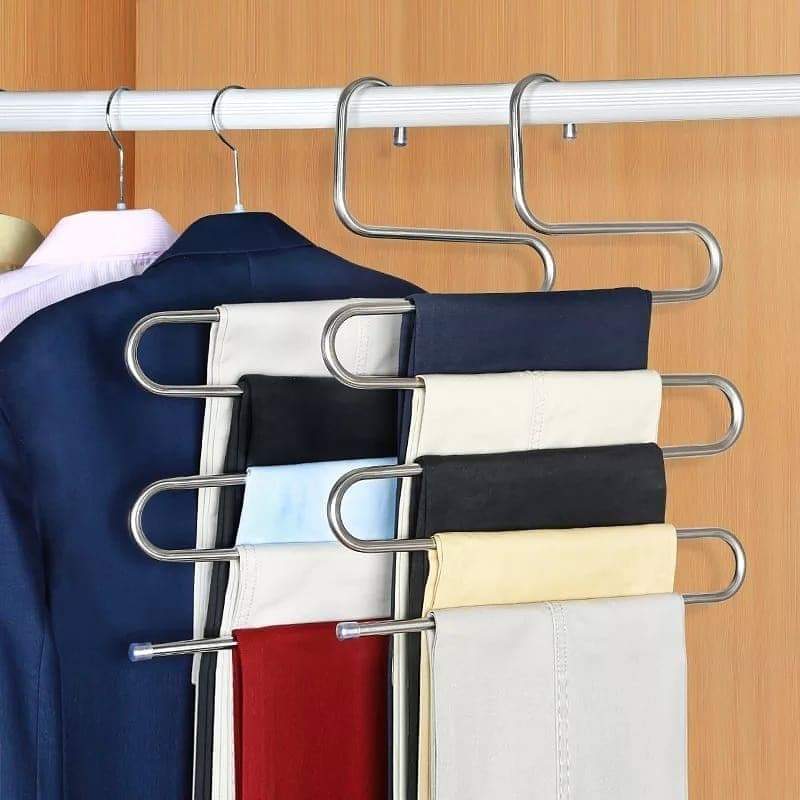 6 Pcs Heavy metallic stainless steel 5 layers trousers hangers.