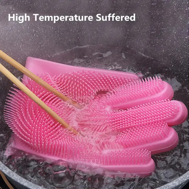 One Pair Magic Silicone Dish Washing Gloves Kitchen Gloves
